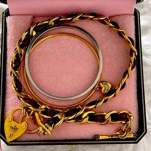 Juicy couture leather chain bangle bracelet set